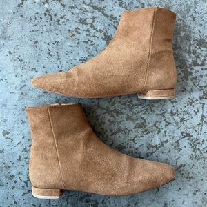 DÔEN Bowery Suede Ankle Boots Tan Pecan Brown Brazil Womens Size 36 / US 5.5/6